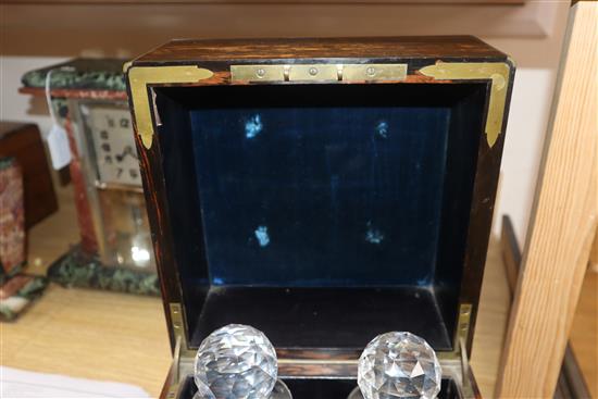 A Victorian coromandel four bottle decanter box